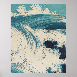 Pôster Ondas do Oceano Azul Xilogravura Japonesa