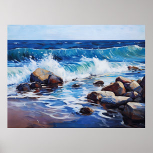 Poster Ondas do Ritmo da Natureza Colidem Suavemente com