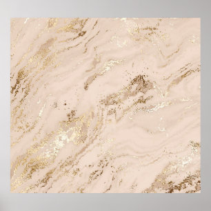 Poster Ondas Douradas: Abstrato Marble