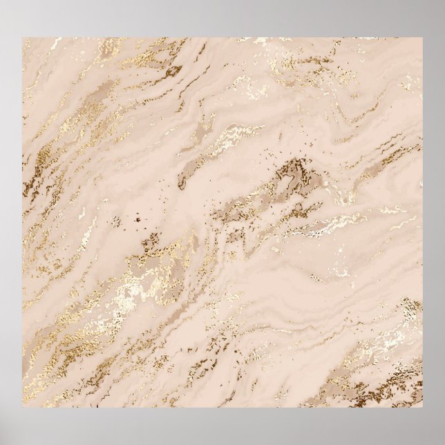 Poster Ondas Douradas: Abstrato Marble (Frente)
