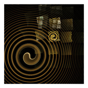 Pôster Ondas Douradas Hipnóticas Arte Moderna Abstrata