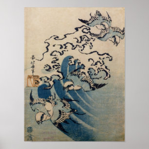 Pôster Ondas e pássaros, c.1825