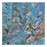 Ondas Em Abstrato De Arte Azul Acrílica