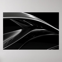 Poster Ondas em abstrato preto e branco do Cromo