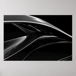 Poster Ondas em abstrato preto e branco do Cromo