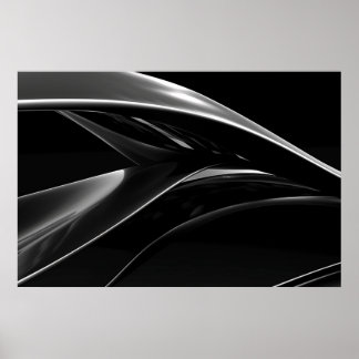 Poster Ondas em abstrato preto e branco do Cromo