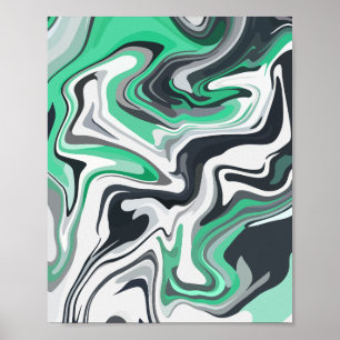 Poster Ondas Emerald em Arte Fluida Abstrato