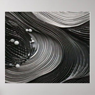 Poster Ondas Fluídas Monocromáticas Texturizadas Abstrata