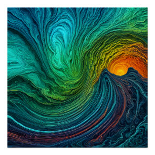 Pôster Ondas Fractais de Abstrato de "Desaparecimento do