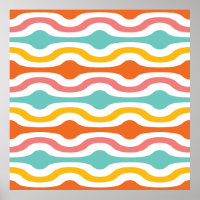 Ondas Geométricas Laranja Cor-de-Rosa Turquesa Ama