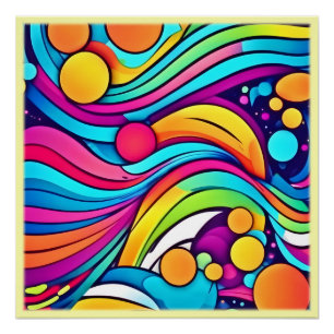 Pôster Ondas Neon Cosmos Vibrante