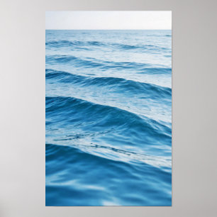 Poster Ondas Oceanas Natureza Azul Água Superfície Praia