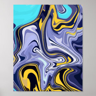 Poster Ondas Oceânicas - Abstrato Azul e Arte Fluida Amar