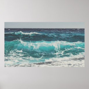 Poster Ondas Oceânicas na Foto de Praia