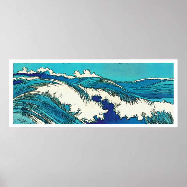 Poster Ondas oceânicas PixDezines konen uehara, 上 原 (Frente)