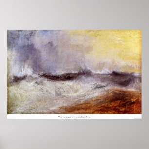 Pôster Ondas quebradas contra o vento por Joseph Turner