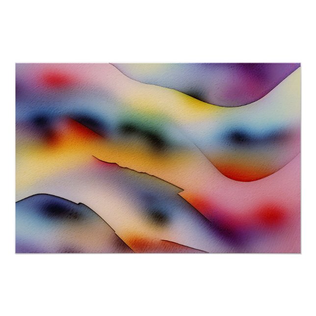 Pôster "Ondas Refratadas" Arte Abstrato Contemporânea (Frente)