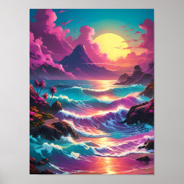 Poster Ondas retrorreflectoras vibrantes, Explosão em neg