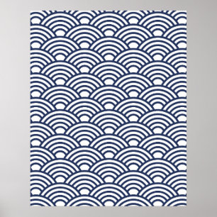 Poster Ondas Seigaiha Japonesas Antigas