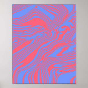 Poster Ondas Sonhentas - Fluxo de Abstrato em Azul e Cora