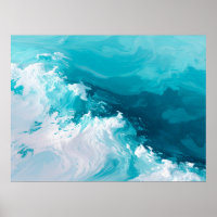Ondas Turquesa Giratórias Arte de Onda Abstrata do