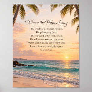Poster Onde as Palmeiras Balançam Poema do Pôr do Sol na