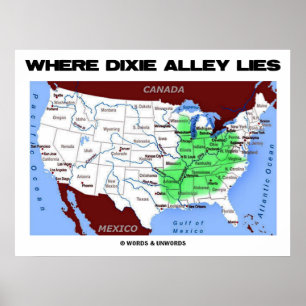 Poster Onde Dixie Beco Mies (Mapa dos Estados Unidos)