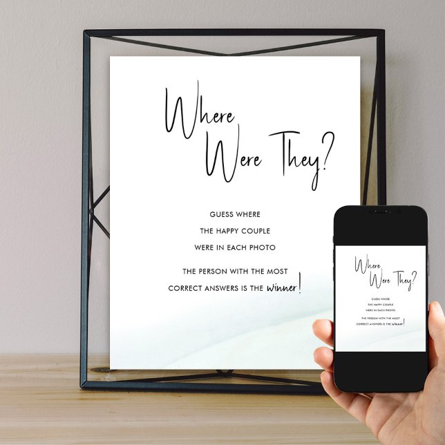 Poster Onde Eles Estavam No Chá de panela Jogo Verde (Bridal Shower Game Poster to accompany your Where Were They? photos)