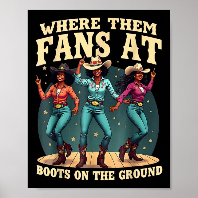 Poster Onde Eles Ventilam Em Boots Na Linha Da Cowgirl Do (Frente)