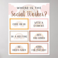 Onde está o assistente social Office Door Sign Rai