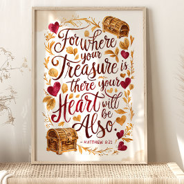 Poster Onde Está o Seu Tesouro: Mateus 6:21 Arte
