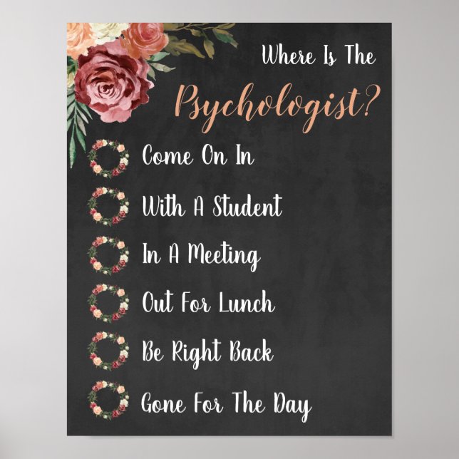 Poster Onde está o Sinal de Porta do Escritório Psicólogo (Frente)