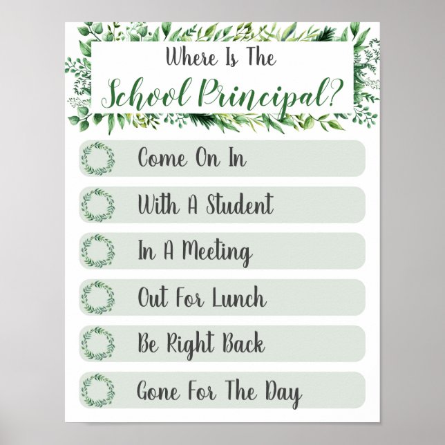 Poster Onde está o Sinal de Porta do Gabinete Principal (Frente)