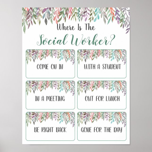 Poster Onde está o Sinal de Porta do Office do Trabalhado (Frente)