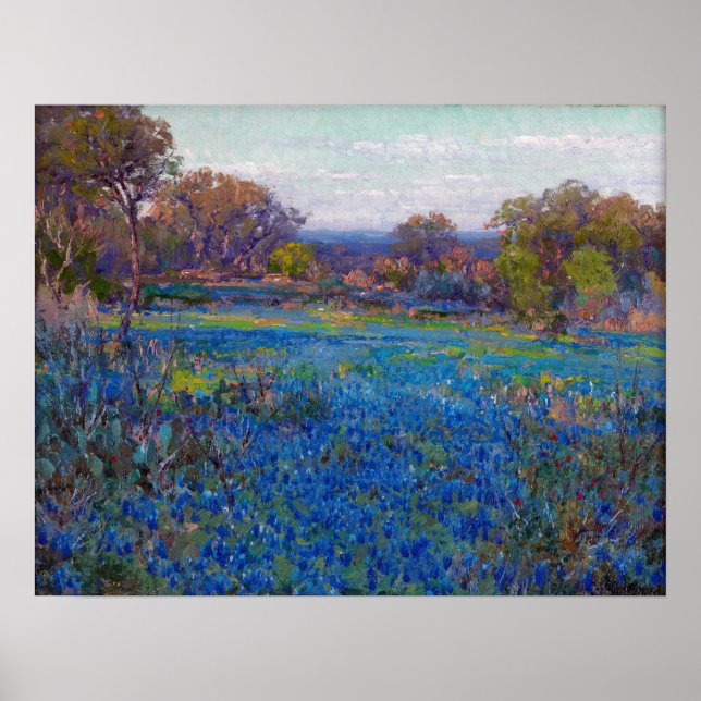 Poster Onderdonk - Um Campo de Bluebonnets no Final da Ta (Frente)