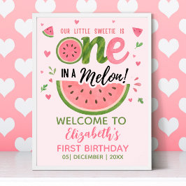 Poster One in a Melon First Birthday Girl Party