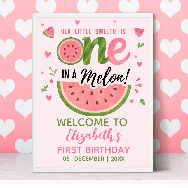 Poster One in a Melon First Birthday Girl Party (Criador carregado)