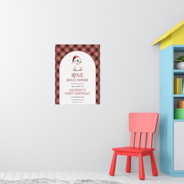 Poster One Jolly Goose Modern First Birthday Welcome Sign (Berçário 1)