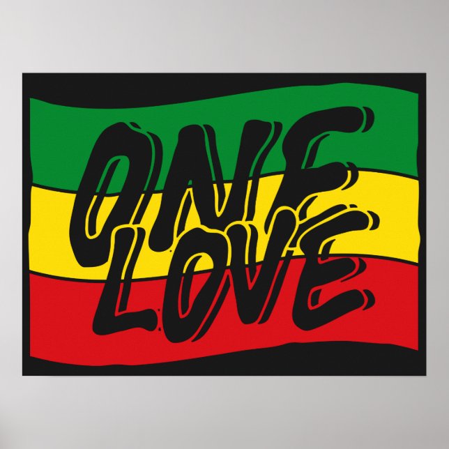 Poster One Love Drapeau Reggae Rasta (Frente)