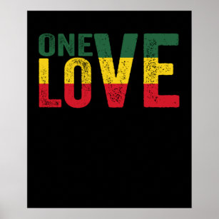 Poster One Love Jamaican Rasta Reggae