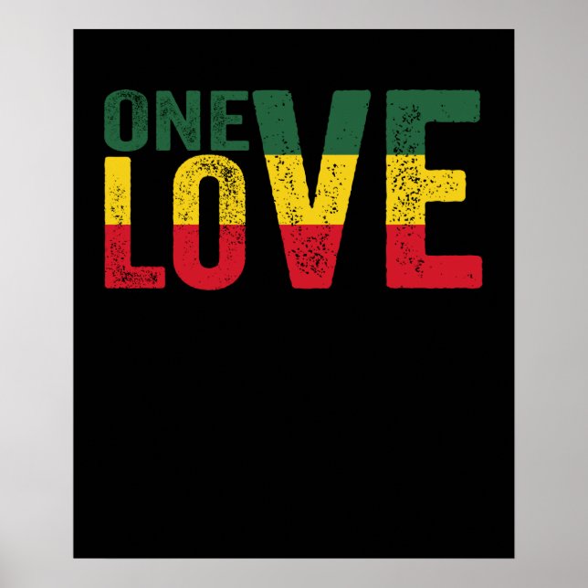 Poster One Love Jamaican Rasta Reggae (Frente)