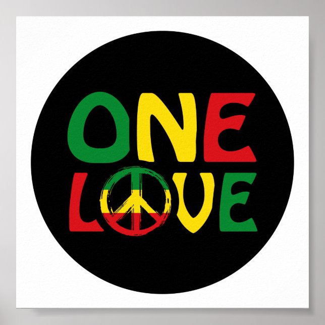 Poster One Love, Reggae design (Frente)