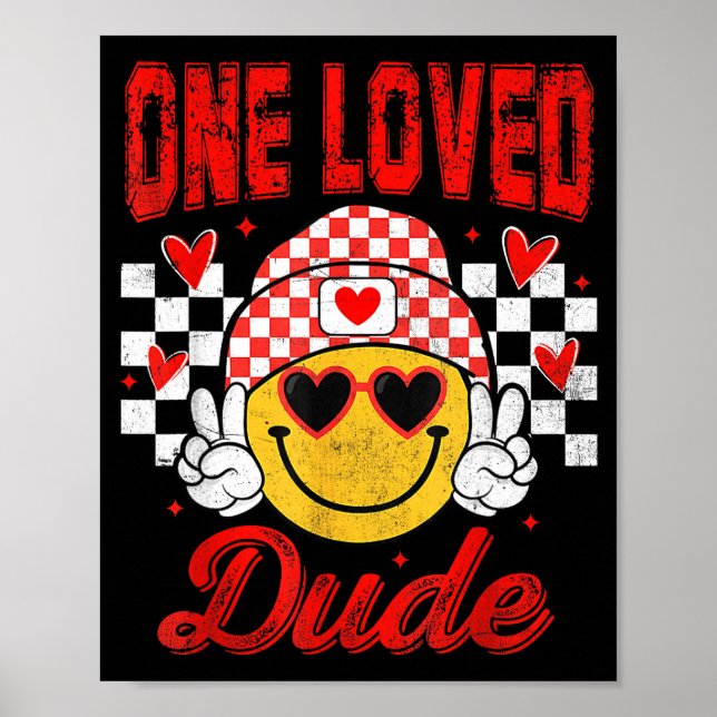 Poster One Loved Dude Checkered Heart Valentines Day Boys (Frente)