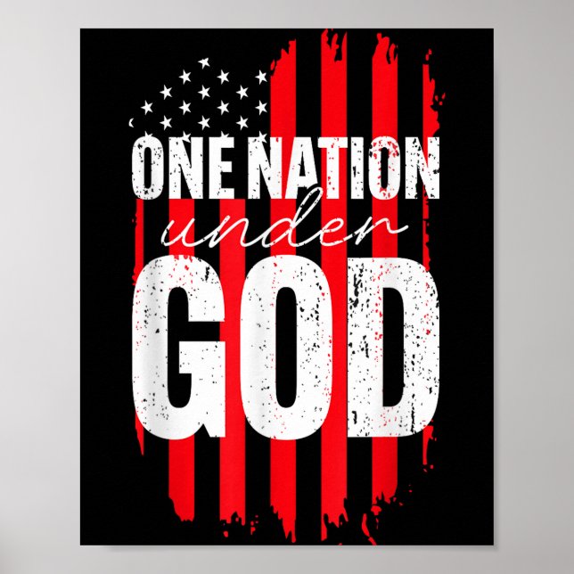 Poster One Nation Under God American Flag Christian Jesus (Frente)