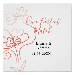 Pôster One Perfect match terracotta wedding couple name f