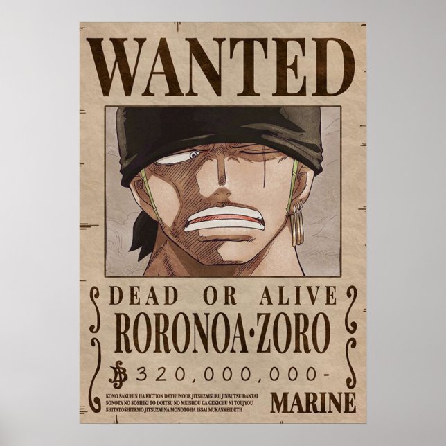 Poster One piece  Zoro Wanted (Frente)