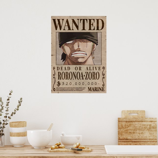 Poster One piece Zoro Wanted | Zazzle Brasil
