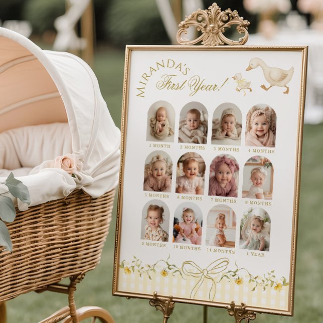 Poster One Silly Goose 1st Birthday Photo Milestone (Criador carregado)