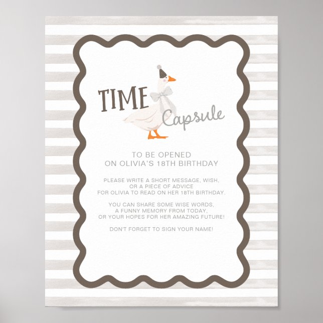 Poster One Silly Goose 1st Birthday Time Capsule Sign (Frente)