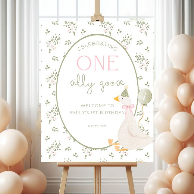 Pôster One Silly Goose Birthday Welcome Sign (Criador carregado)